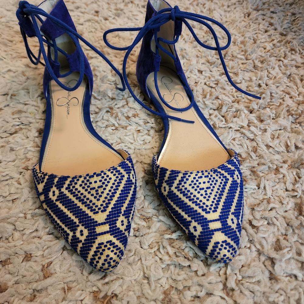 Royal blue and cream flat